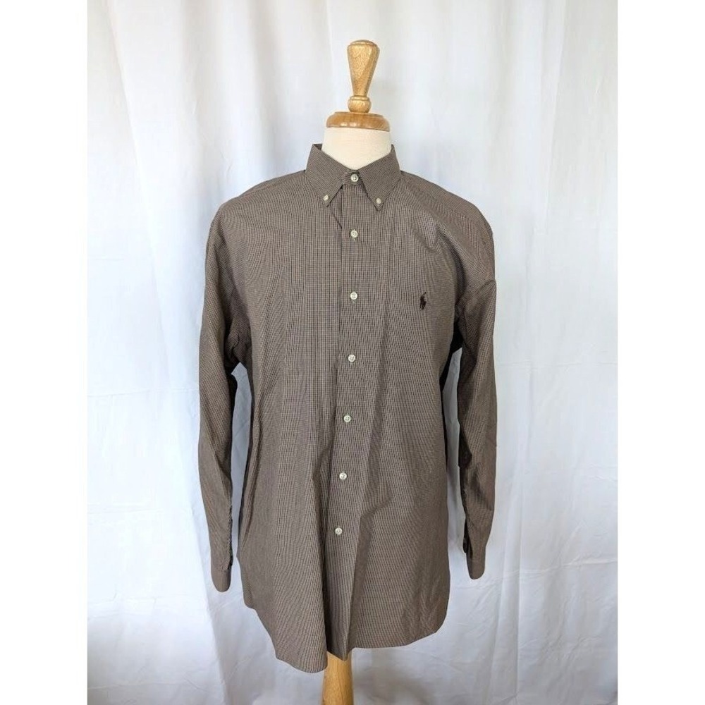 Ralph Lauren Shirt‎ Men's Size Large Brown Plaid McMeel Long Sleeve Button Down